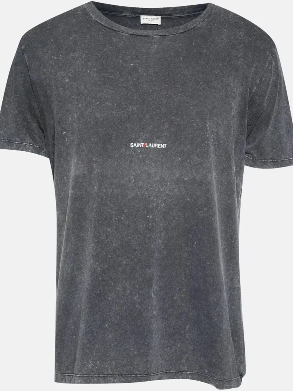 Saint Laurent Washed Black Crewneck Logo Tee